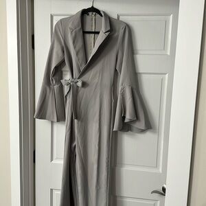 CBR light gray jumpsuit collared wide leg long sleeves size M